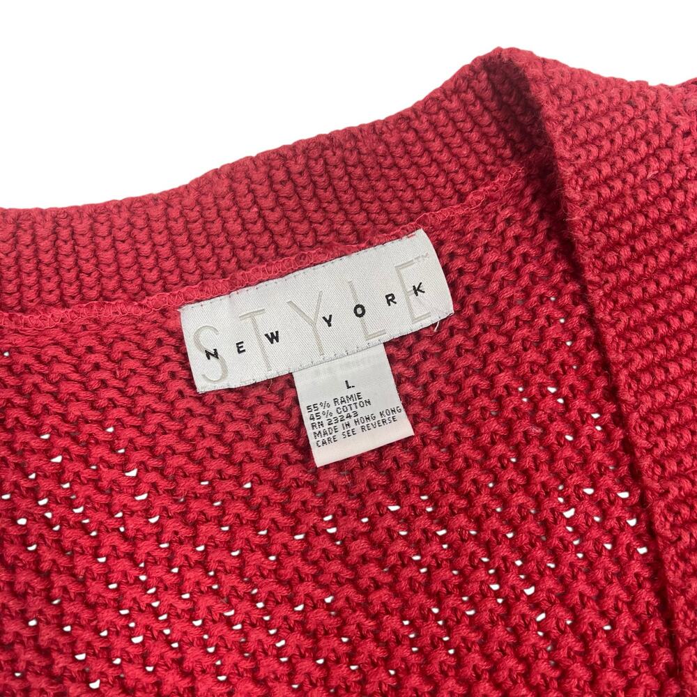 New York Style Womens VTG Heavyweight Embroidered Cottagecore Zip Cardigan Sz L - Picture 7 of 10